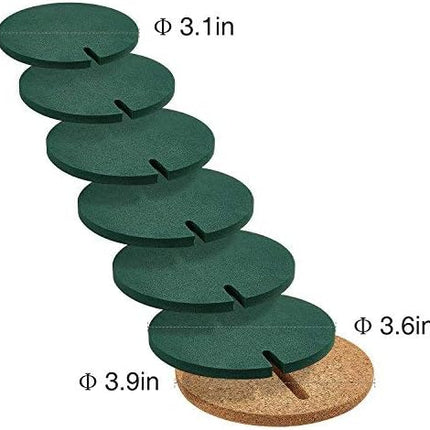 Flee 6-Piece Green Coaster Set with Flower Pot Shaped Holder for Drinks,Coffee,Cup.