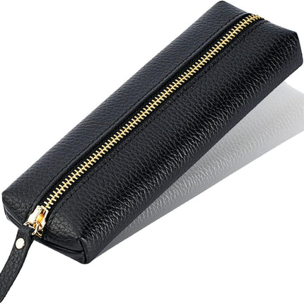 Genuine leather pen case, Cowhide pencil puch with zipper, Soft pen bag for adults..