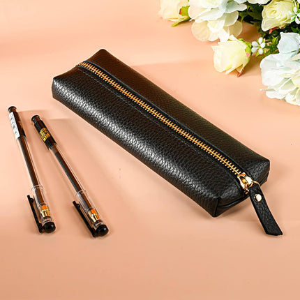 Genuine leather pen case, Cowhide pencil puch with zipper, Soft pen bag for adults..