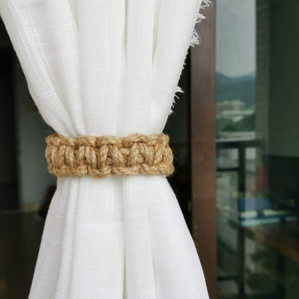 Braided Curtain Tiebacks for Drapes, Rustic Curtain holdbacks Set of 4, Handmade Curtain Ties for Sheer/Light Weight Drapes.