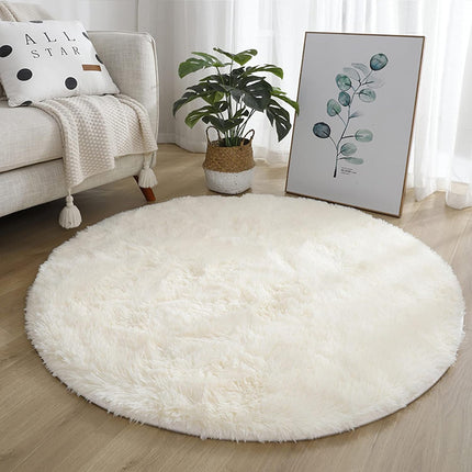 4x4 Soft White Round Area Rug for Bedroom Modern Fluffy Circle Rug for Kids Girls Baby Room Indoor Plush Circular Nursery Rugs Cute Cozy Area Rugs for Living Room.