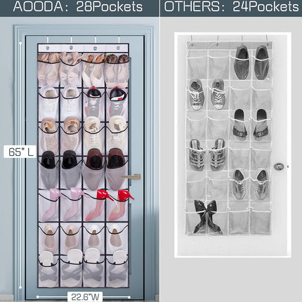 28 Large Mesh Pockets Over The Door Shoe Rack, Hanging Shoe Organizer for Closet Hanging Shoe Rack Holder Hanger, White.