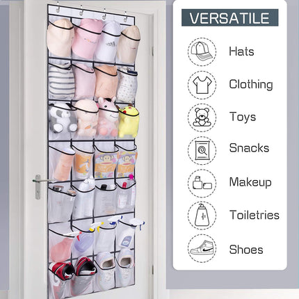 28 Large Mesh Pockets Over The Door Shoe Rack, Hanging Shoe Organizer for Closet Hanging Shoe Rack Holder Hanger, White.