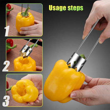 Red Bell Pepper Seed Corer, 2025 Upgraded Reusable Washable Stainless Steel Fruite Cutter Pepper Seed Remover Tool,Tool for Vegetables Fruit Corer Kitchen Gadget(1pc).