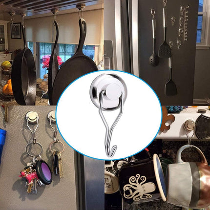 Youngneer 100 LBS Magnetic Hooks Heavy Duty for Hanging BBQ Grill Tools Pot Holders Strong Neodymium Refrigerator Magnet Hanger Hook Swivel Swing for Locker Kitchen Classroom Cruise Cabins.