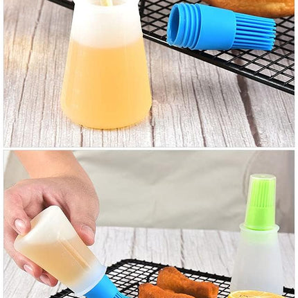 Silicone Oil bottle brush，BBQ/Pastry Basting Brushes,Silicone Cooking Grill Barbecue Baking Pastry Oil/Honey/Sauce Bottle Brush (4 PCS,blue).