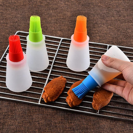 Silicone Oil bottle brush，BBQ/Pastry Basting Brushes,Silicone Cooking Grill Barbecue Baking Pastry Oil/Honey/Sauce Bottle Brush (4 PCS,blue).