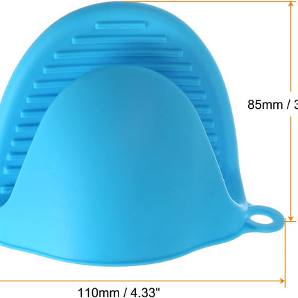 4pcs Thickened Mini Oven Gloves, Heat Resistant Silicone Oven Mitts Finger Pinch Grips Pot Holder for Kitchen, Cooking, Baking, BBQ Heat Resistant Gloves, Blue.