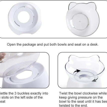 Anti Spill Tilted Cat Food Bowls, Whisker Fatigue Elevated Bowls Set for Cat and Puppy, Pet Bowl Holds About 1 Cup of Pet Food.