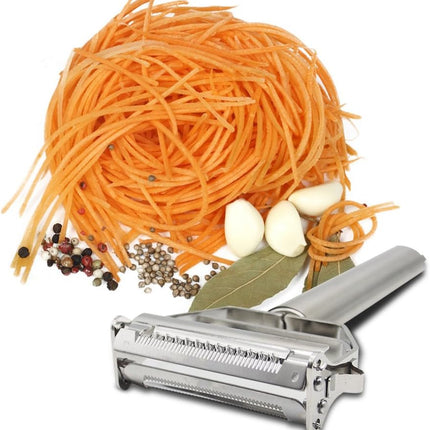DenSan KG1009 Stainless Steel Julienne Peeler & Vegetable Peeler Multifunction Double-sided Blade Vegetable Cutter and Fruit Slicer Dual Blade(Silver).