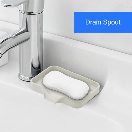 Silicone Soap Dish with Drain Spout, Soap Dispenser Holder for Shower Bathroom, Sponge Tray for Kitchen Sink (Beige, 4.7" x 3.6").