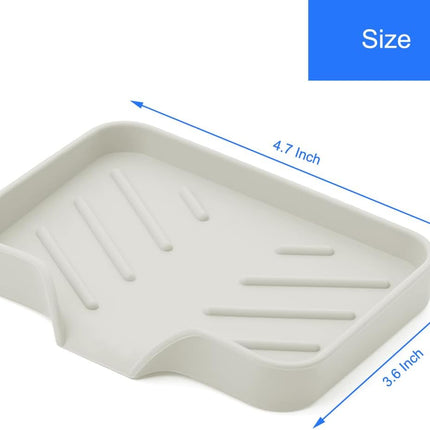 Silicone Soap Dish with Drain Spout, Soap Dispenser Holder for Shower Bathroom, Sponge Tray for Kitchen Sink (Beige, 4.7" x 3.6").