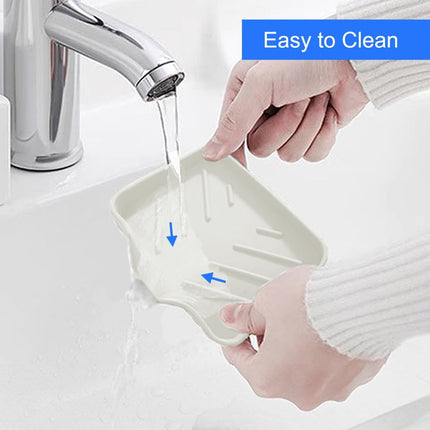 Silicone Soap Dish with Drain Spout, Soap Dispenser Holder for Shower Bathroom, Sponge Tray for Kitchen Sink (Beige, 4.7" x 3.6").