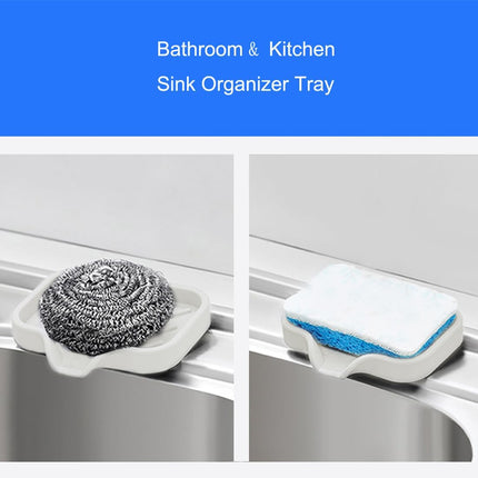 Silicone Soap Dish with Drain Spout, Soap Dispenser Holder for Shower Bathroom, Sponge Tray for Kitchen Sink (Beige, 4.7" x 3.6").