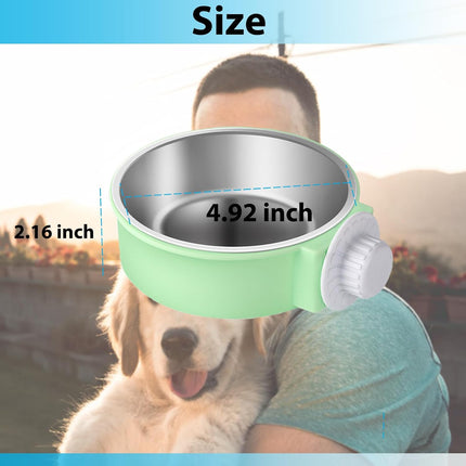 2 Pieces Crate Dog Bowl, Removable Stainless Steel Pet Kennel Hanging Food Water Feeder Bowl Cage Coop Cup for Puppy Medium Dog Cat Rabbit Ferret Bird.