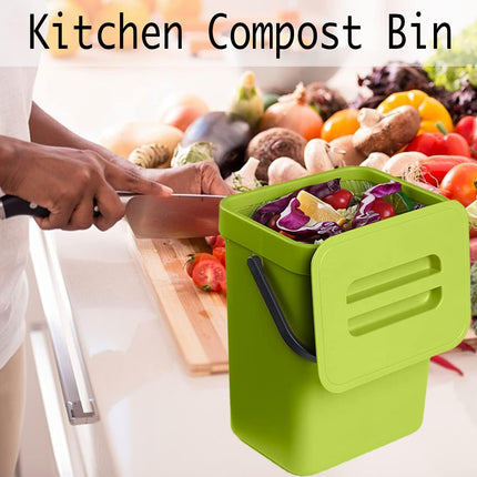 Small Plastic Trash Can, Hanging Small Trash Can with Lid Under Sink for Kitchen, Food Waste Bin for Countertop, Mountable Garbage Can for Bathroom, RV, 5L/1.3 Gal, Green.