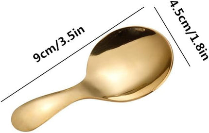 3pcs Stainless Steel Mini Scoop for Canisters with Short Handle, Gold Mini Feed Spoon for Ice Cream Melon Baller, Short Handle Spoon for Tea Sugar Salt Condiments Dessert.