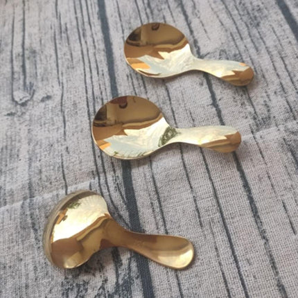 3pcs Stainless Steel Mini Scoop for Canisters with Short Handle, Gold Mini Feed Spoon for Ice Cream Melon Baller, Short Handle Spoon for Tea Sugar Salt Condiments Dessert.