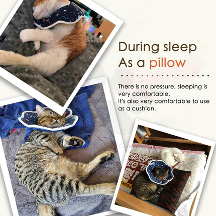 Soft Cat Recovery Collar,Adjustable Cat Cone,Cat Protective Cone Collar After Surgery,for Cats (Starry Sky, M).