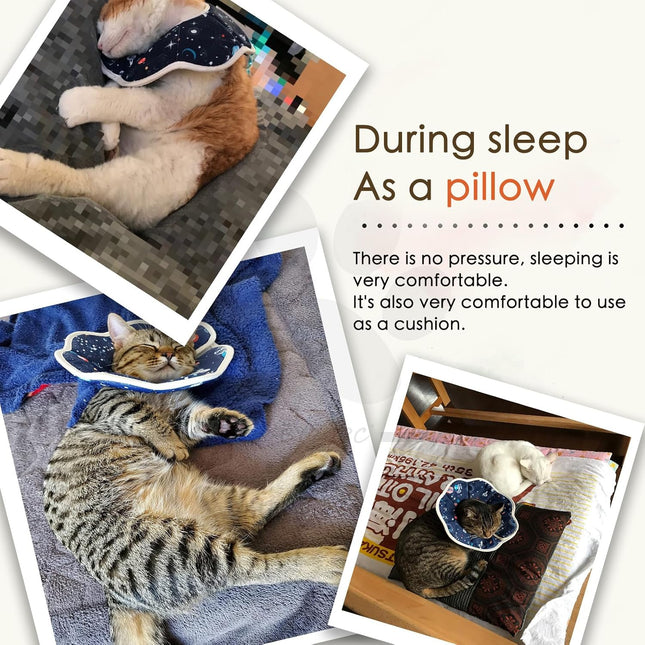 Soft Cat Recovery Collar,Adjustable Cat Cone,Cat Protective Cone Collar After Surgery,for Cats (Starry Sky, M).