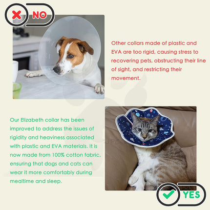 Soft Cat Recovery Collar,Adjustable Cat Cone,Cat Protective Cone Collar After Surgery,for Cats (Starry Sky, M).