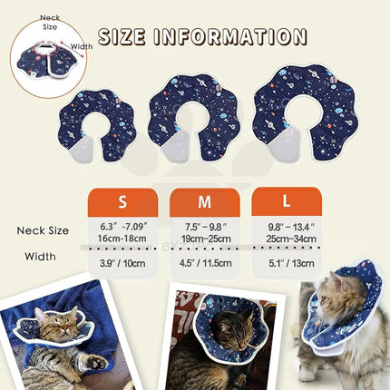 Soft Cat Recovery Collar,Adjustable Cat Cone,Cat Protective Cone Collar After Surgery,for Cats (Starry Sky, M).