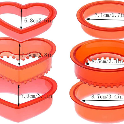 Sandwich Cutter and Sealer,Pack of 2 Bread Sandwich Pancake Maker,Kids Lunch Pastry Bread Cutter,Great for Lunchbox and Bento Box,Boys and Girls Kids Lunch(Heart,Round),blue,red.