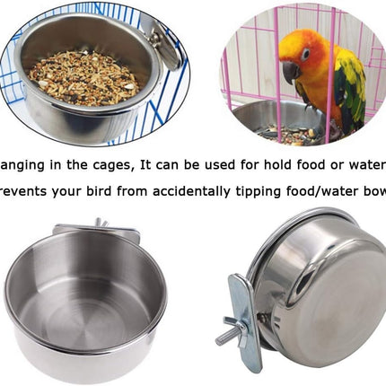 Bird Feeding Dish Cups Parrot Food Bowl Clamp Holder Coop Cup, 2PCS Bird Cage Water Bowl for Parakeet African Greys Conure Cockatiels Lovebird Budgie Chinchilla.