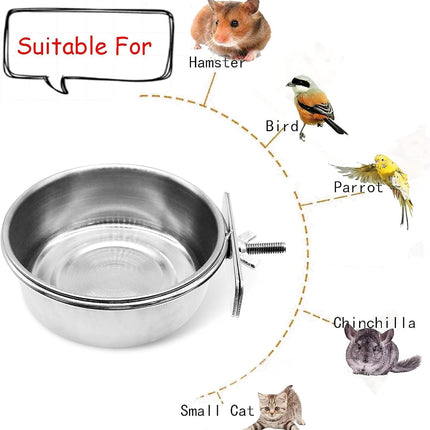 Bird Feeding Dish Cups Parrot Food Bowl Clamp Holder Coop Cup, 2PCS Bird Cage Water Bowl for Parakeet African Greys Conure Cockatiels Lovebird Budgie Chinchilla.