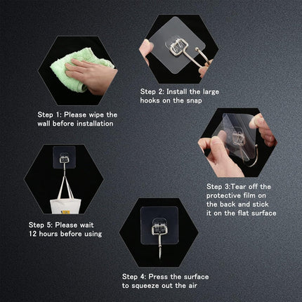 10 Packs Large Wall Hooks for Hanging Heavy Duty 33lb(Max), Waterproof Transparent Adhesive Wall Hooks Wall Hangers Without Nails Sticky Hooks for Bathroom Shower Kitchen Door Utility Hooks Hanger.