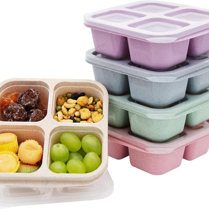 5 Pack Bento Lunch Box，4 Compartment Snack Containers，Divided Bento Snack Box，Meal Prep Lunch Containers, Lunch Box Kids/Toddle/Adults,Food Storage Containers for School, Work and Travel (5 pack).