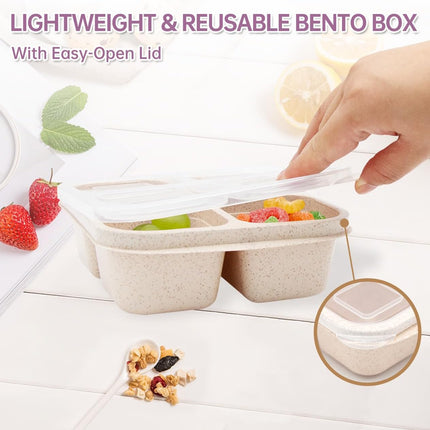 5 Pack Bento Lunch Box，4 Compartment Snack Containers，Divided Bento Snack Box，Meal Prep Lunch Containers, Lunch Box Kids/Toddle/Adults,Food Storage Containers for School, Work and Travel (5 pack).