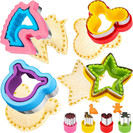 8 Pcs Sandwich Cutter Maker, Bear Mouse Unicorn Star Shape Sandwich Cutters for Kids Lunch, Bread Decruster Sandwiches Cruster Fruit Cutters Cookie Mold for Boys Girls Bento Box.