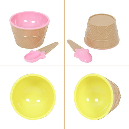 6 Pack Plastic Ice Cream Bowls with Spoons,Reusable Plastic ice Cream Cups,Cartoon Candy Colorice Cream Bowls Set for Sundae Frozen Yogurt Summer Holiday Parties.