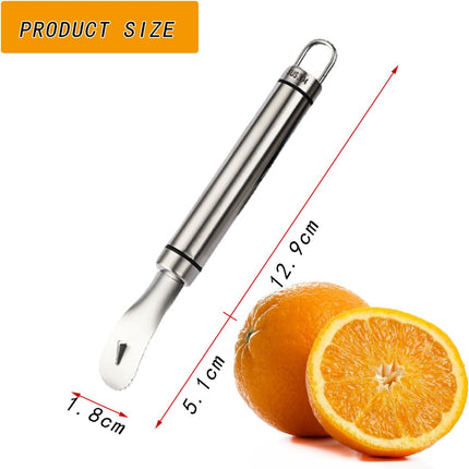 2PCS Stainless Steel Orange Peeler，Grapefruit Peeler，Easy to Peel, Long Handle Orange Citrus Peeler Tool, Triangular-Blade & Zigzag-Shovel Orange Peeler Gadget(2PCS).