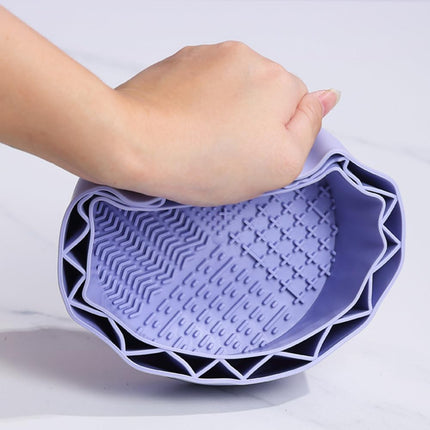 Makeup Brush Cleaner, Sillicon Brushes Cleaning Mat Brush Holder Bowl Prtable Cleaning Tool (Purple).