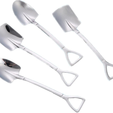 Fruit Dessert Shovel Spoons Set 4PCS, 6 inch Stainless Steel Mixed Dinner Teaspoon Spoons for Dessert Coffee Tea Ice Cream Fruit Cake for Home Kitchen Restaurant.