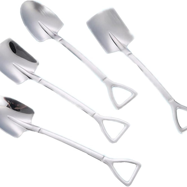 Fruit Dessert Shovel Spoons Set 4PCS, 6 inch Stainless Steel Mixed Dinner Teaspoon Spoons for Dessert Coffee Tea Ice Cream Fruit Cake for Home Kitchen Restaurant.