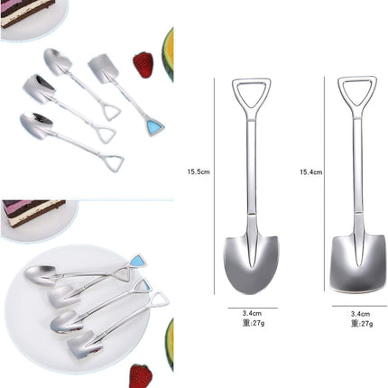 Fruit Dessert Shovel Spoons Set 4PCS, 6 inch Stainless Steel Mixed Dinner Teaspoon Spoons for Dessert Coffee Tea Ice Cream Fruit Cake for Home Kitchen Restaurant.