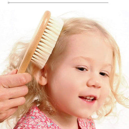 Baby Hair Brush, 2 Pcs Baby Hair Brush with Wooden Handle, Natural Soft Goat Bristles Cradle Cap Brush for Newborns & Toddlers.