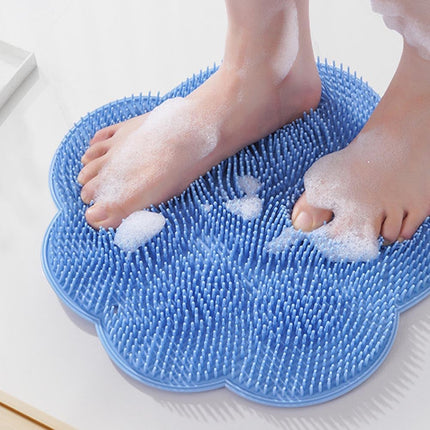 Shower Foot Scrubber Mat, Back Washer Exfoliating Bath Wash Pad, Wall Mounted Slip Suction Cups for Use in Cleaner Men and Women.