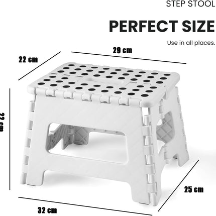 Folding Step Stool, 9 Inch Lightweight Foldable Stool Kids Step Stool for Kitchen Bathroom Home Bedroom, Sturdy Kid Foot Stepping Stool, White.