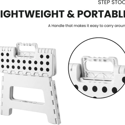 Folding Step Stool, 9 Inch Lightweight Foldable Stool Kids Step Stool for Kitchen Bathroom Home Bedroom, Sturdy Kid Foot Stepping Stool, White.