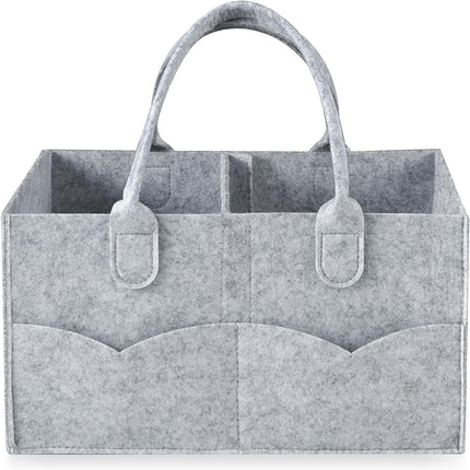 Baby Diaper Caddy Organizer, Portable Nursery Organizer and Storage, Diaper Bag Organizer for Wipes & Baby Items, Collapsible Baby Caddy Organizer with Divided Design (Gray).