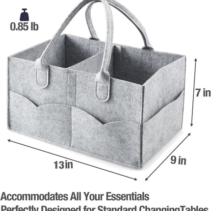 Baby Diaper Caddy Organizer, Portable Nursery Organizer and Storage, Diaper Bag Organizer for Wipes & Baby Items, Collapsible Baby Caddy Organizer with Divided Design (Gray).