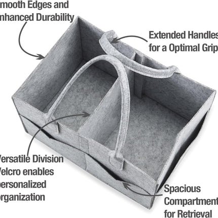 Baby Diaper Caddy Organizer, Portable Nursery Organizer and Storage, Diaper Bag Organizer for Wipes & Baby Items, Collapsible Baby Caddy Organizer with Divided Design (Gray).
