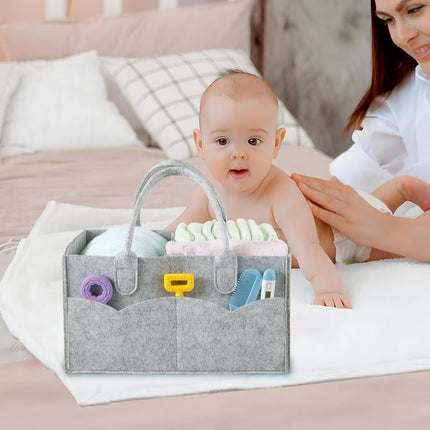Baby Diaper Caddy Organizer, Portable Nursery Organizer and Storage, Diaper Bag Organizer for Wipes & Baby Items, Collapsible Baby Caddy Organizer with Divided Design (Gray).