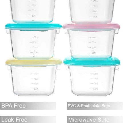 Baby Food Snack Plastic Storage Container with Lids, 12 Pack Set BPA Free Freezer & Dishwasher Safe for Kids.
