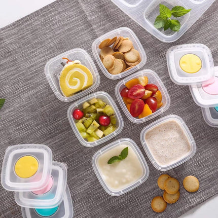 Baby Food Snack Plastic Storage Container with Lids, 12 Pack Set BPA Free Freezer & Dishwasher Safe for Kids.