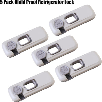 5 Pack Fridge Locks Child Safey, Child Freezer Lock, Baby Fridge Door Latches with Adhesive, Child Locks for Cabinets, Cupboard, Ovens.